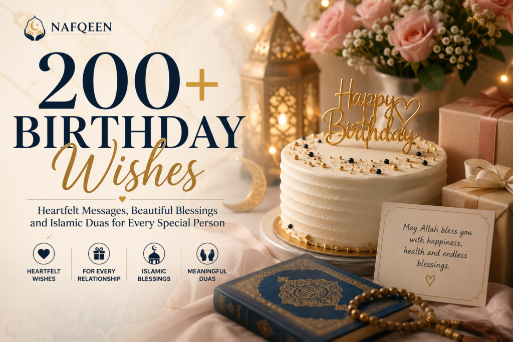 Discover 200+ heartfelt birthday wishes, happy birthday messages, Islamic birthday blessings, and beautiful birthday duas to make every celebration memorable.