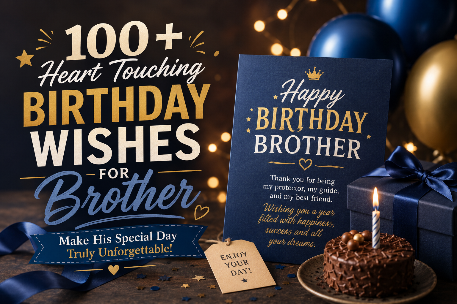 Looking for the perfect birthday wishes for brother? 100+ heartfelt, funny, emotional, inspirational, and Islamic wishes to make his day.