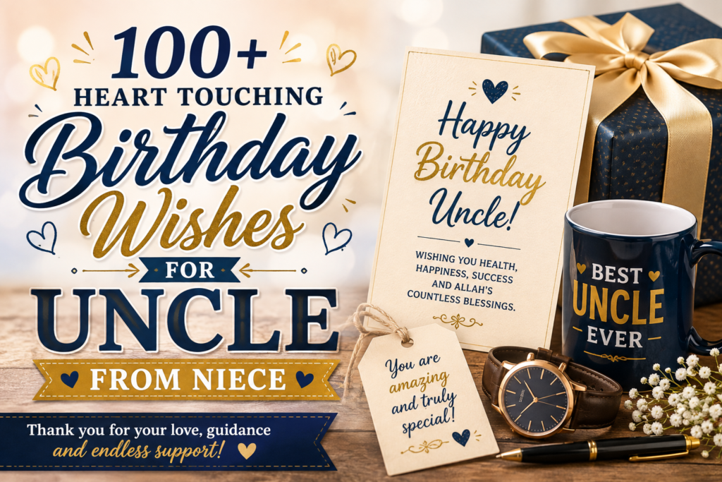 Find 100+ birthday wishes for uncle from niece, including heartfelt, funny, inspirational, and Islamic messages.