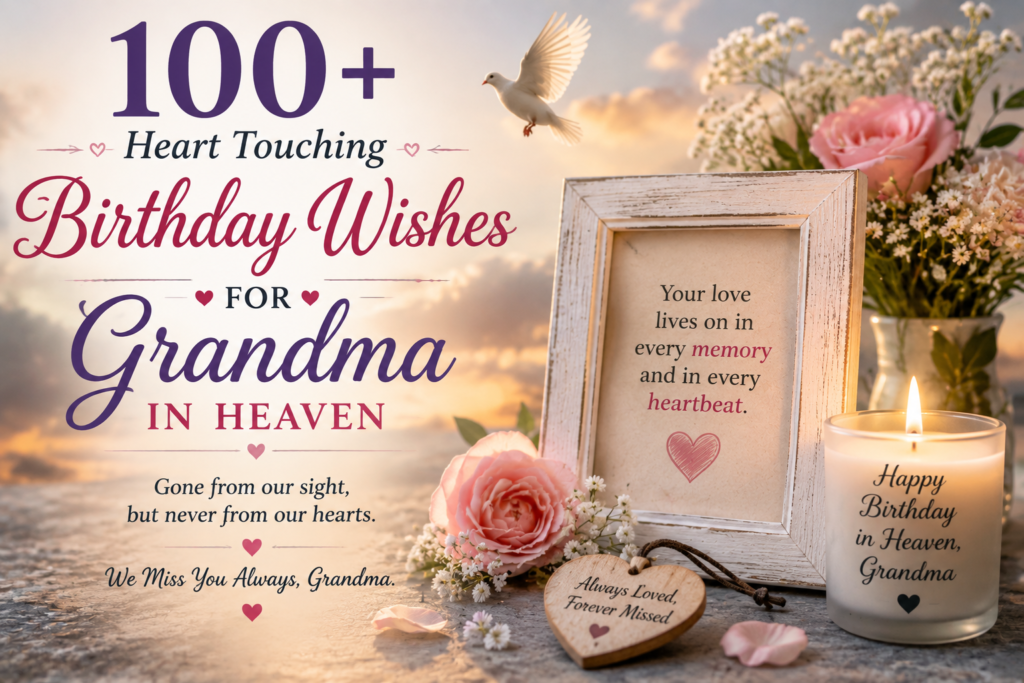 Find heartfelt birthday wishes for grandma in heaven, including emotional messages, remembrance quotes, and loving tributes.