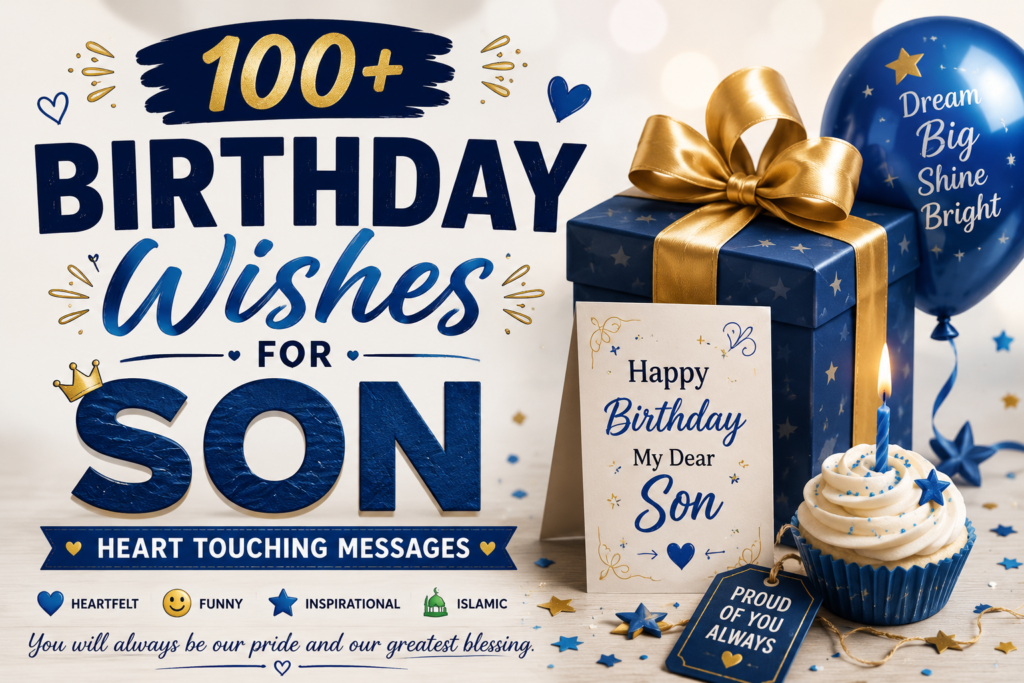 Discover 100+ birthday wishes for son, including heartfelt, funny, inspirational, and Islamic messages for his special day.
