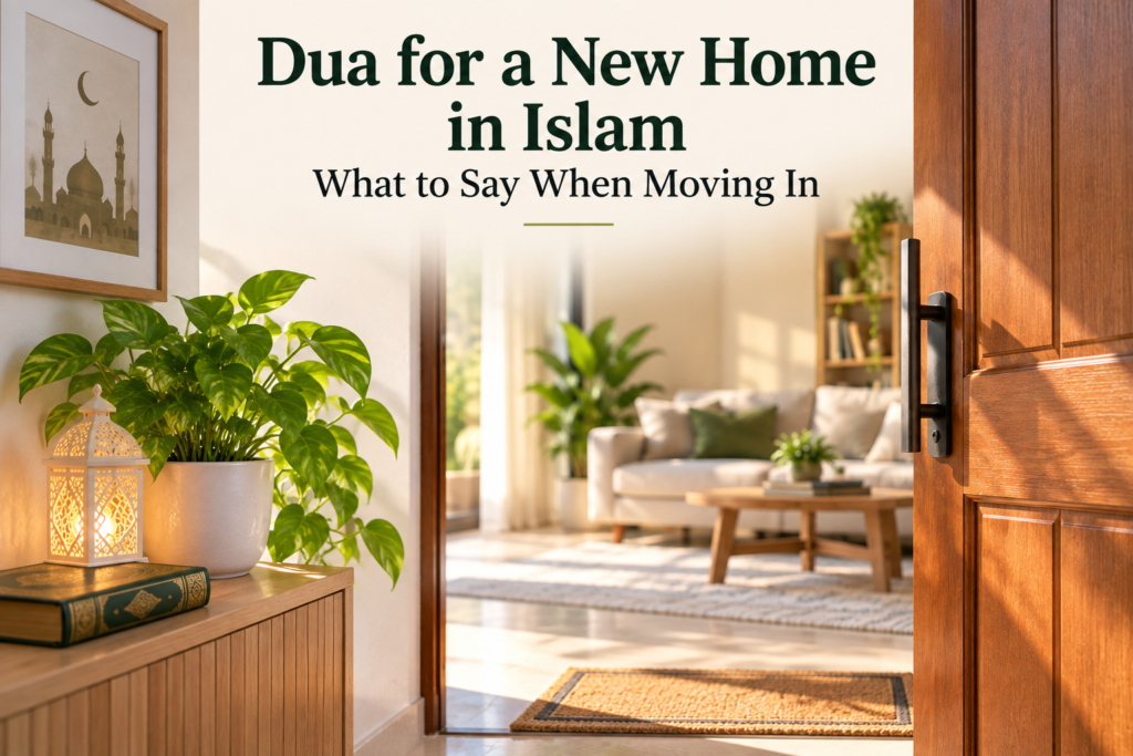 Learn what Islam teaches about dua for a new home, with authentic supplications, Arabic, transliteration, meanings, and references.