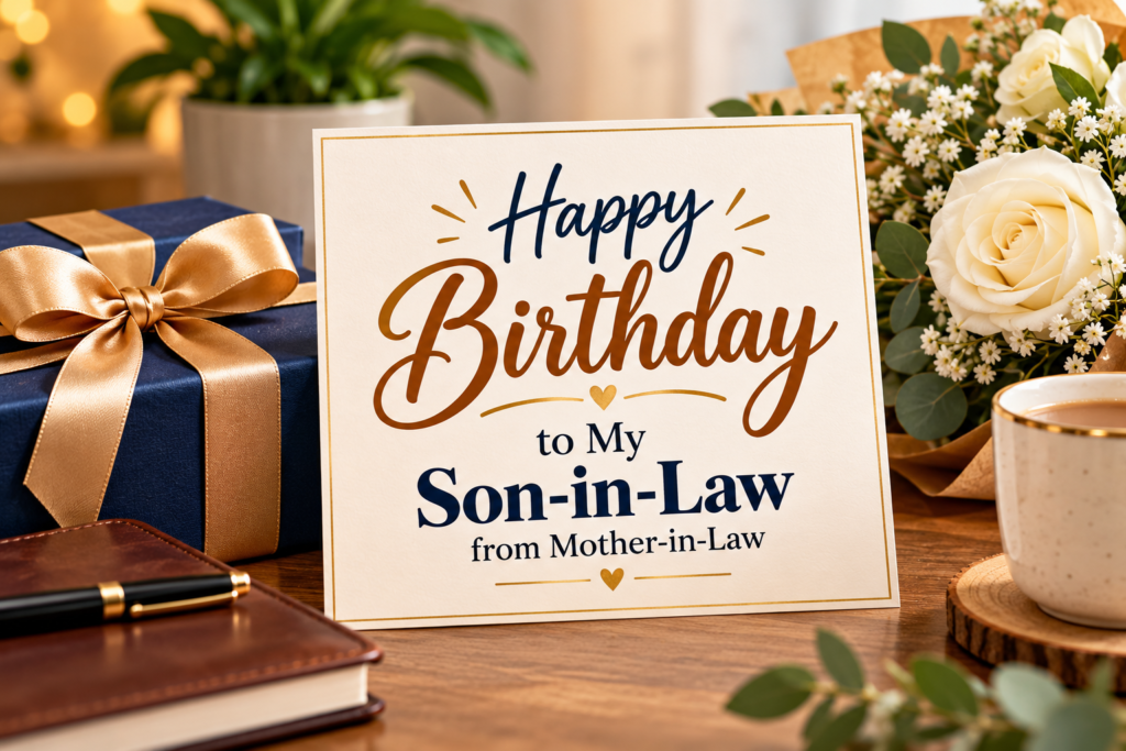 Find heartfelt birthday wishes for a son-in-law from his mother-in-law, including sweet, emotional, funny, short, and Islamic messages.