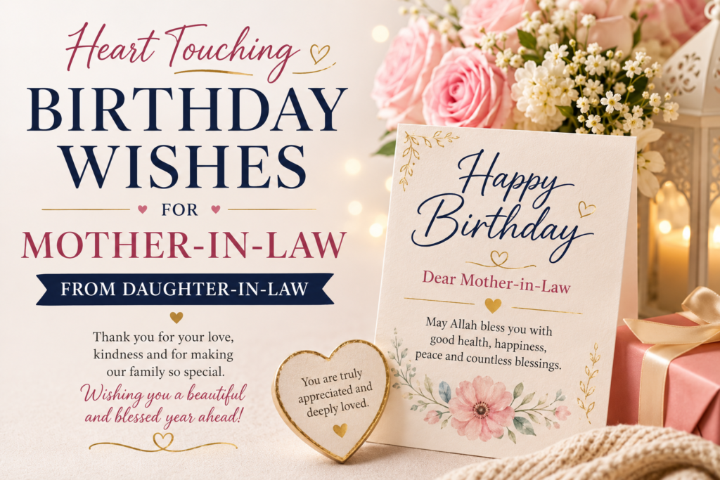 Find heartfelt birthday wishes for mother-in-law from daughter-in-law, including emotional, respectful, funny, short, and Islamic messages.